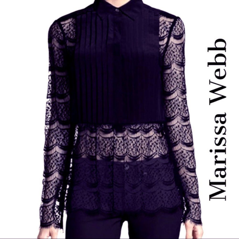 Marisa Webb Lace Pleated Button up Blouse